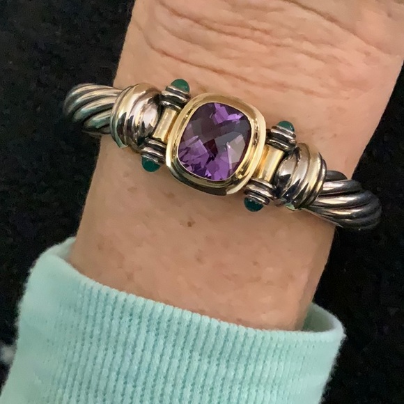 David Yurman Elegant Silver and Gold Bracelet with Purple Gemstone. 14k jade - Picture 2 of 16